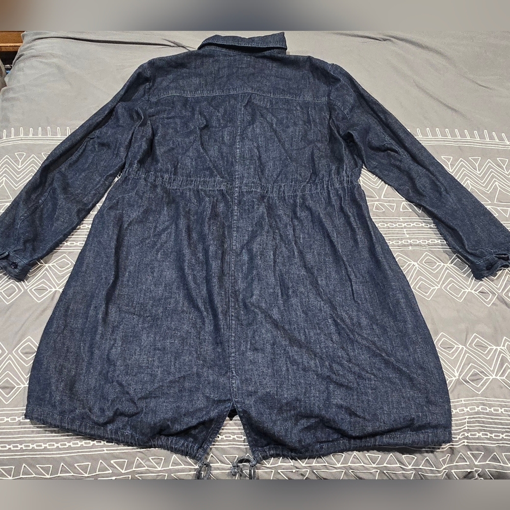 AG Adriano Goldschmied Pause Parka Denim Drawstring Waist Dress Size Medium - Picture 7 of 10